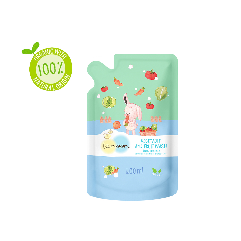 COMBO Nước Rửa Rau Củ Quả Organic An Toàn Cho Bé Lamoon Dạng Bình 450ml + Túi Refll 400ml