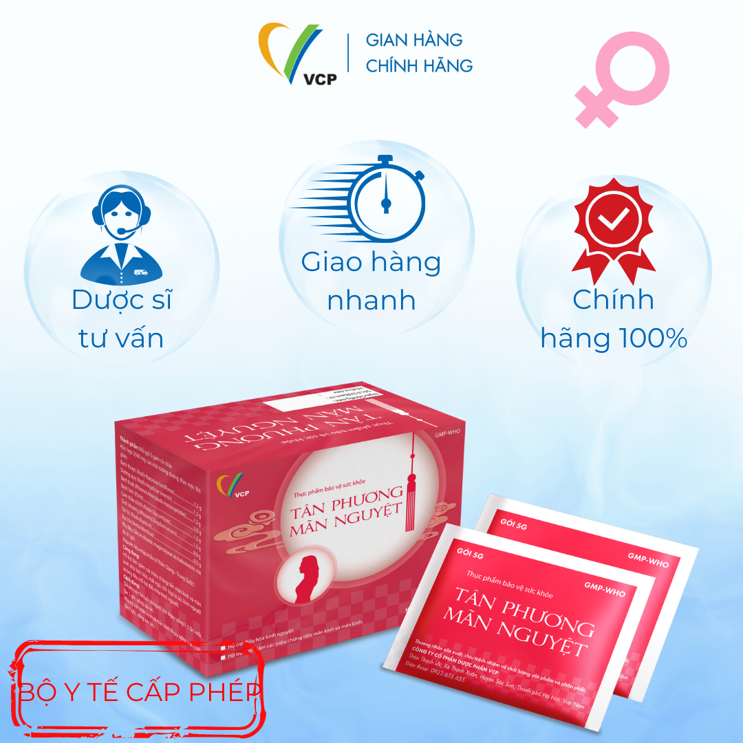 Cốm Tân Phương Mãn Nguyệt VCP Pharma - Hỗ Trợ Điều Hòa Kinh Nguyệt, Giảm Bốc Hỏa Tiền Mãn Kinh