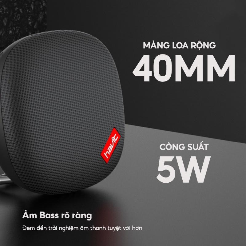 Loa Bluetooth Mini HAVIT M65 Thiết Kế Nhỏ Gọn, Kháng Nước Chuẩn IPX7, Nghe Đến 15H - Hàng Chính Hãng