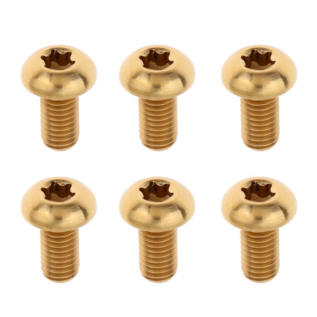 2-6pack 6pcs M5 x10/12mm Bike T25 Head Screw Disc Brake Rotor Bolts Golden