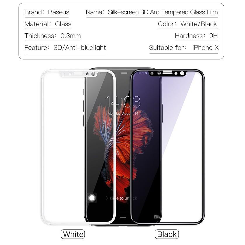 Kính cường lực Baseus Iphone X full màn 3D ARC