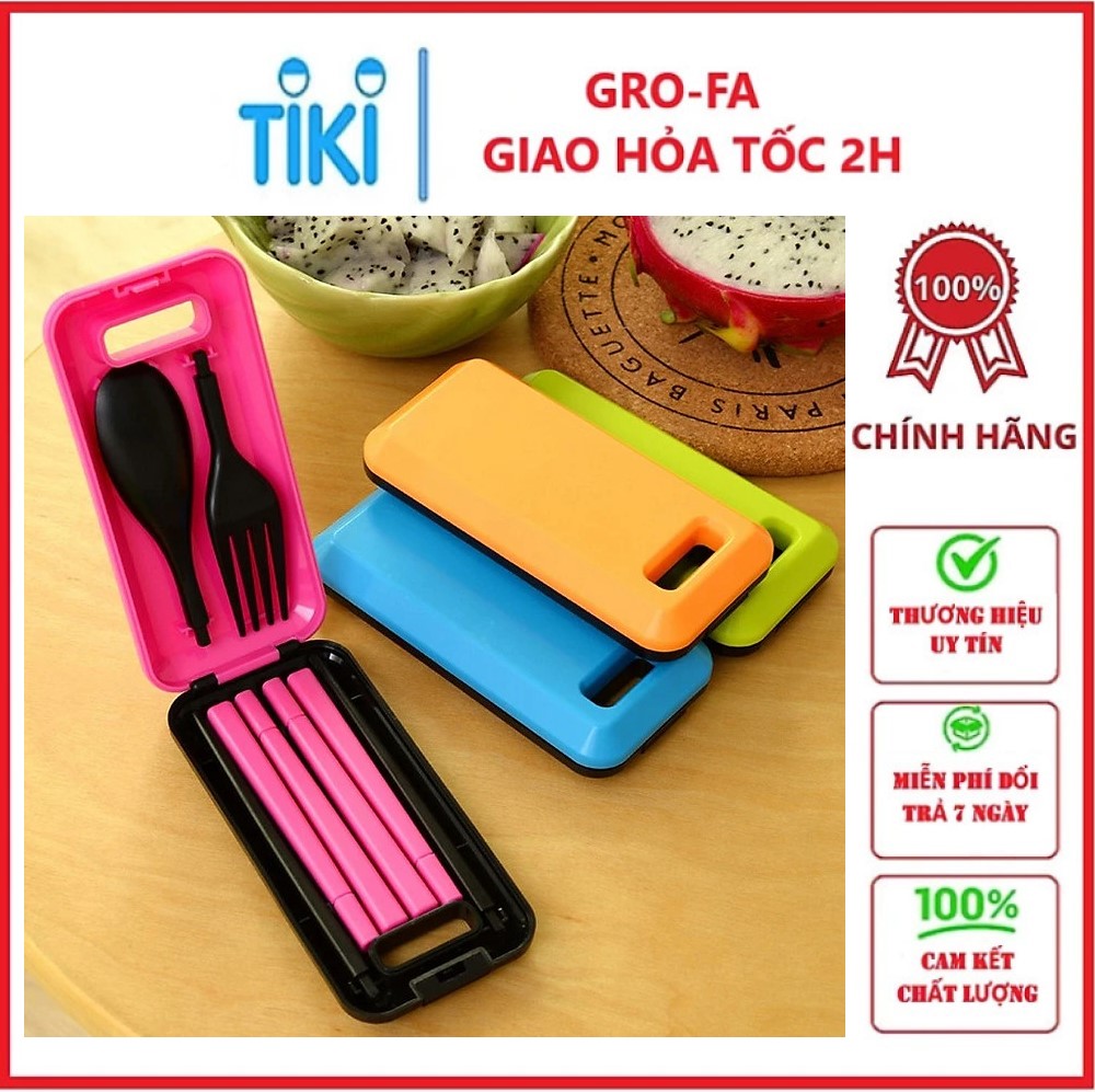 Bộ Đũa Muỗng Nỉa Gấp Gọn Văn Phòng Có Hộp Đựng - Hàng chính hãng (Giao màu ngẫu nhiên)
