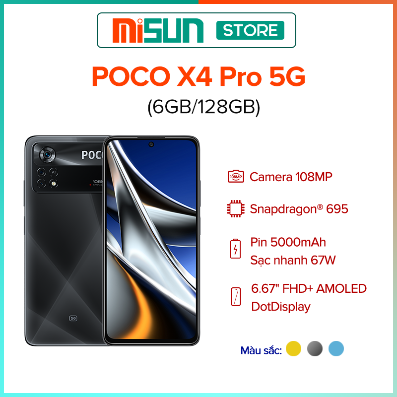 Điện thoại XIAOMI X4 PRO 5G 6.67"/SNAP695 5G/8G/256G/108+8+2MP/16MP/5000mAh