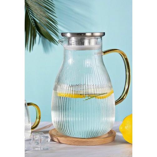 Combo bình đựng nước thủy tinh chịu nhiệt lên tới 400 độ C vân tăm bầu và 6 cốc