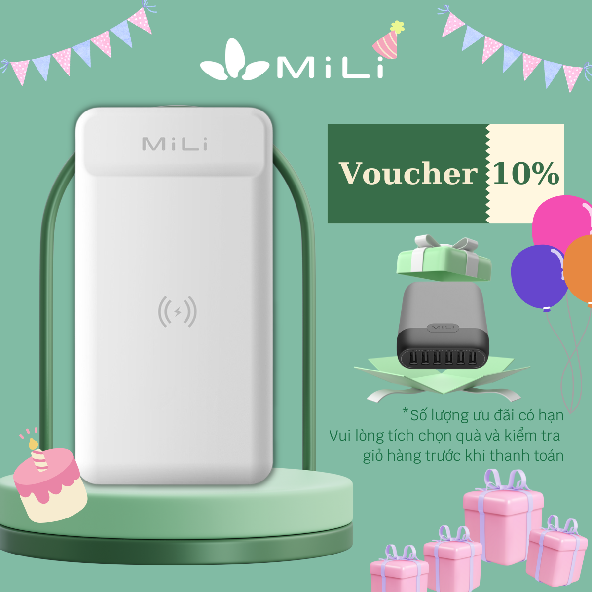 Sạc dự phòng MiLi tích hợp sạc không dây Power Magic IV 10,000mAh/3.7V - HB-G12WE - Hàng Chính Hãng