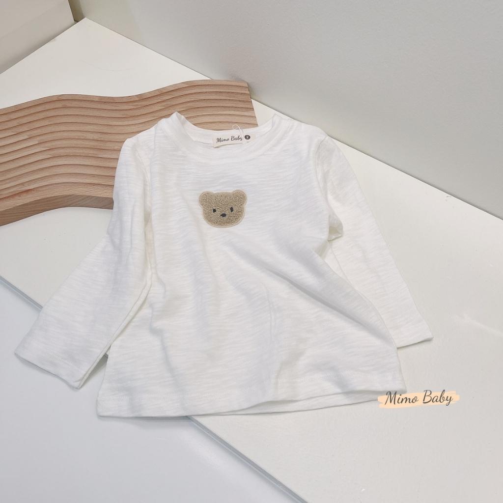 Áo phông dài tay đính gấu vải cotton xước mùa thu đông cho bé QA47 Mimo Baby