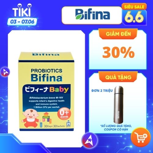 Bifina Baby Nhật Bản - Hộp 30 gói - Phòng ngừa biến chứng cho trẻ sinh non, sinh mổ, dùng sữa công thức