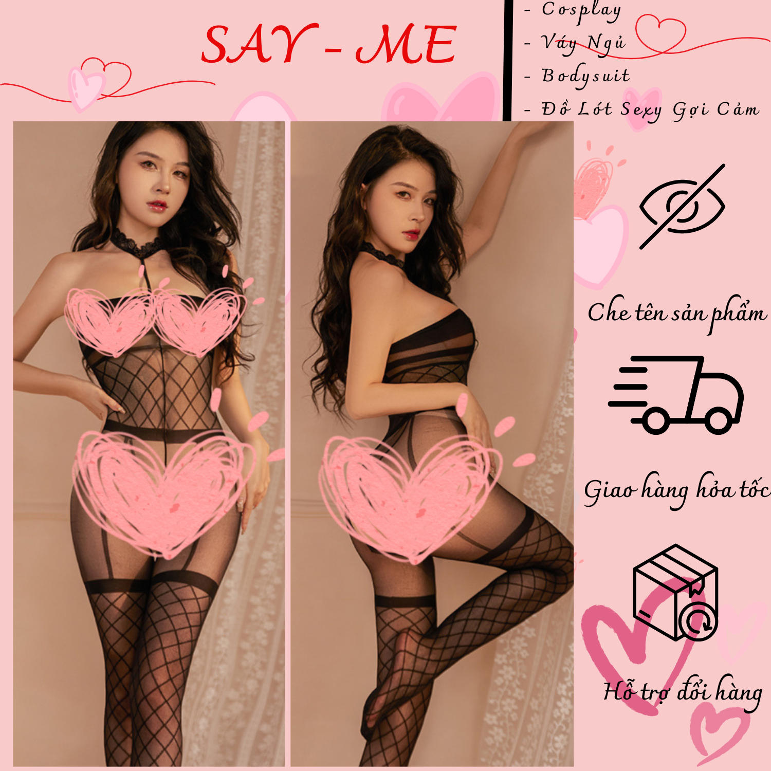 Bộ Bodysuit Lưới Toàn Thân Xẻ Đáy Táo Bạo, Tôn Dáng Tối Đa Và Khơi Gợi Sự Quyến Rũ Tự Nhiên C034