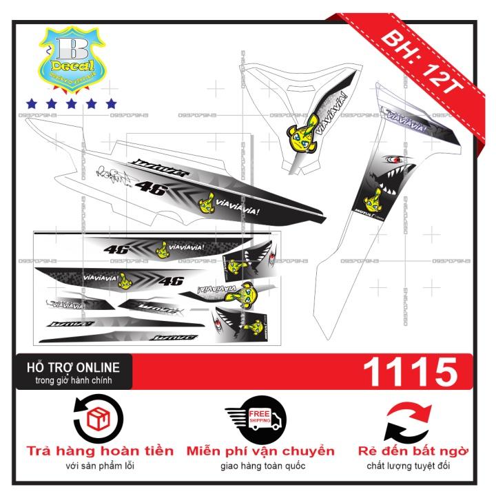 Tem rời wave 2017 cá mập dán xe trắng