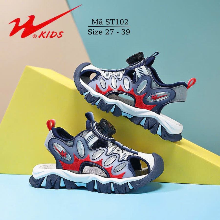 Sandal bít mũi bé trai 3 - 15 tuổi W.Kids dáng thể thao năng động cá tính đi học đi biển mùa hè ST102