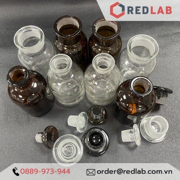 Chai lọ thuỷ tinh trắng / nâu 125ml, nắp đậy mài, miệng rộng / miệng hẹp ONELAB, đựng hóa chất, dược liệu, mỹ phẩm