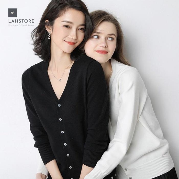 Áo len cardigan nữ LAHSTORE thu đông 2021. Chất len đẹp, cổ chữ V cá tính.