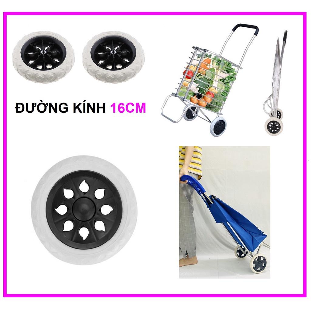 Bánh xe thay thế cho xe kéo đi chợ siêu thị HANVIMALL phụ kiện nhựa trắng chịu lực 60 cân