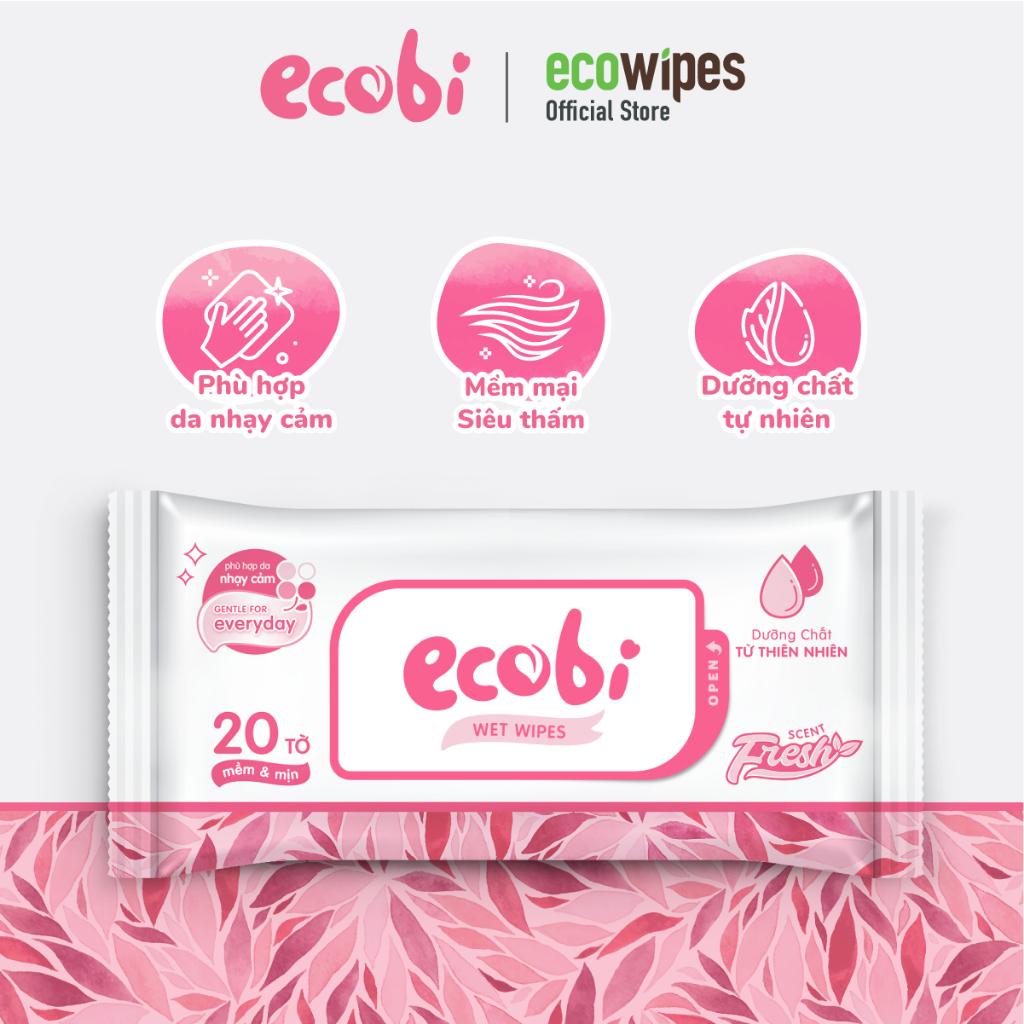 (GIFT) Bộ quà tặng For Girl gồm khăn giấy ướt tẩy trang EcoWipes gói 25 tờ và khăn giấy ướt Ecobi gói 20 tờ tiện lợi