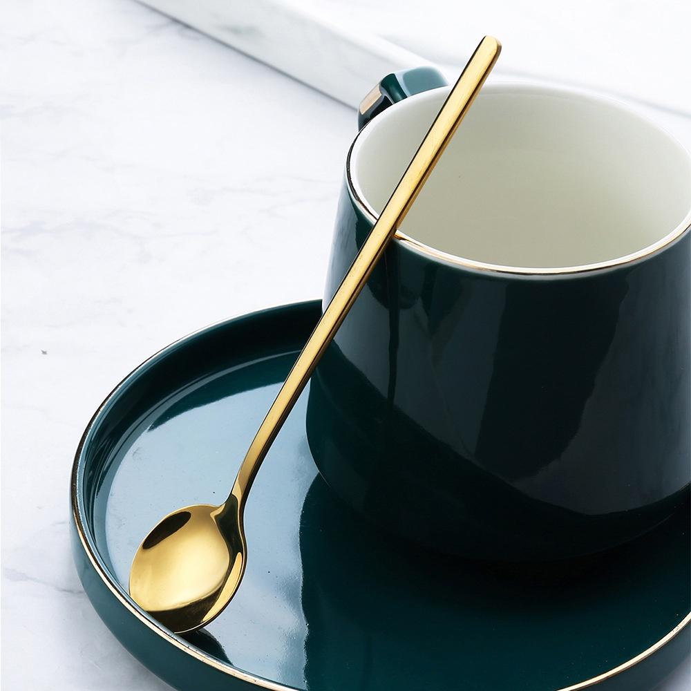 Thìa cafe Jashi inox 304 tròn dẹt uống trà cao cấp, hai màu vàng bạc sang trọng, tinh tế TCM01