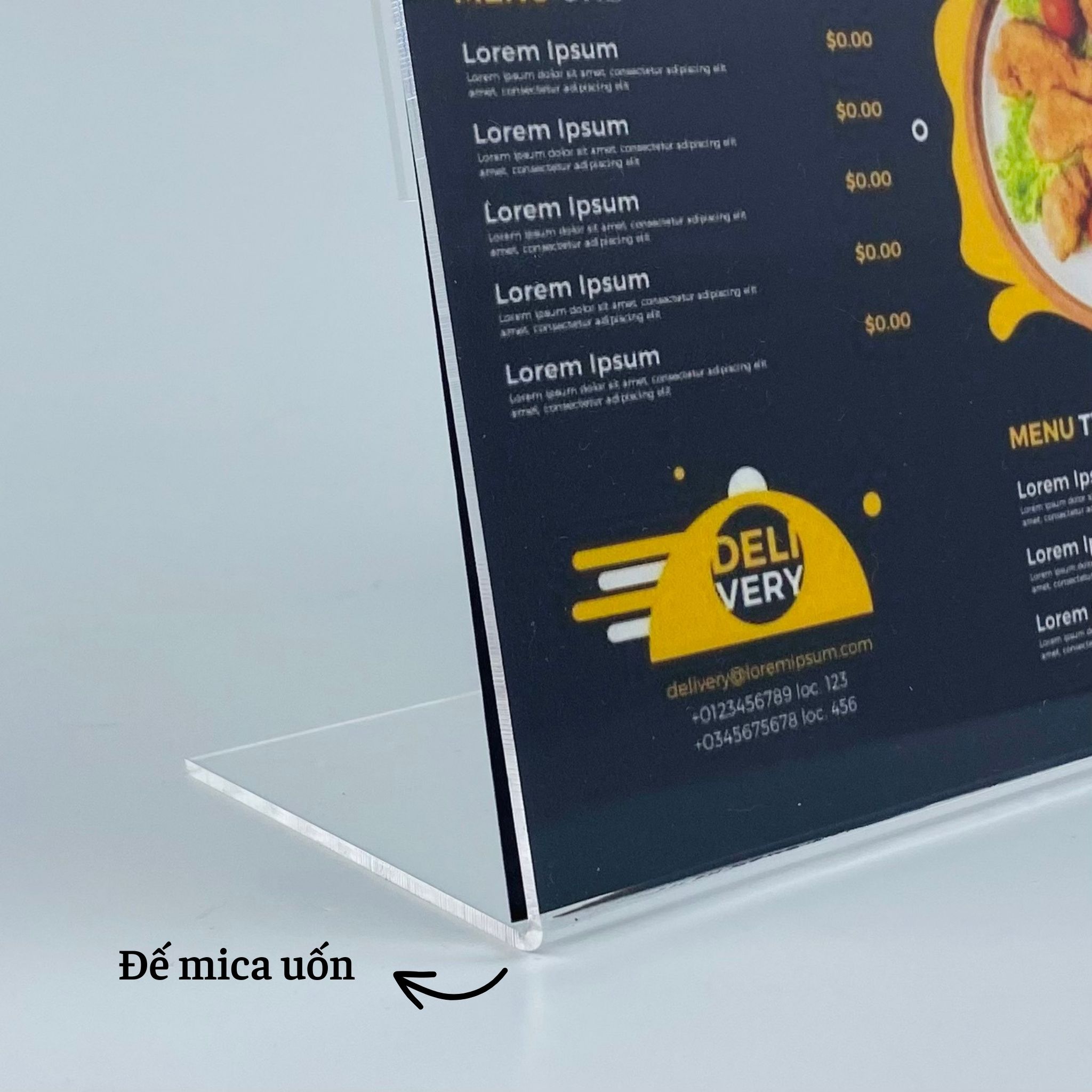 Kệ mica 1 mặt Enter F03-L 150x100mm A6 ngang, Kệ menu chữ L, Khung thông tin sản phẩm, Khung bảng giá, Kệ trưng bày để bàn