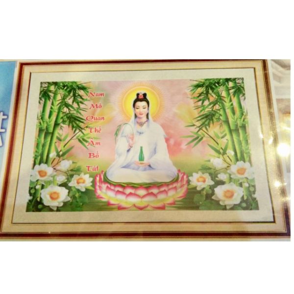 Tranh đính đá Mẹ Quan Âm (72X50cm )chưa đính - YN5444