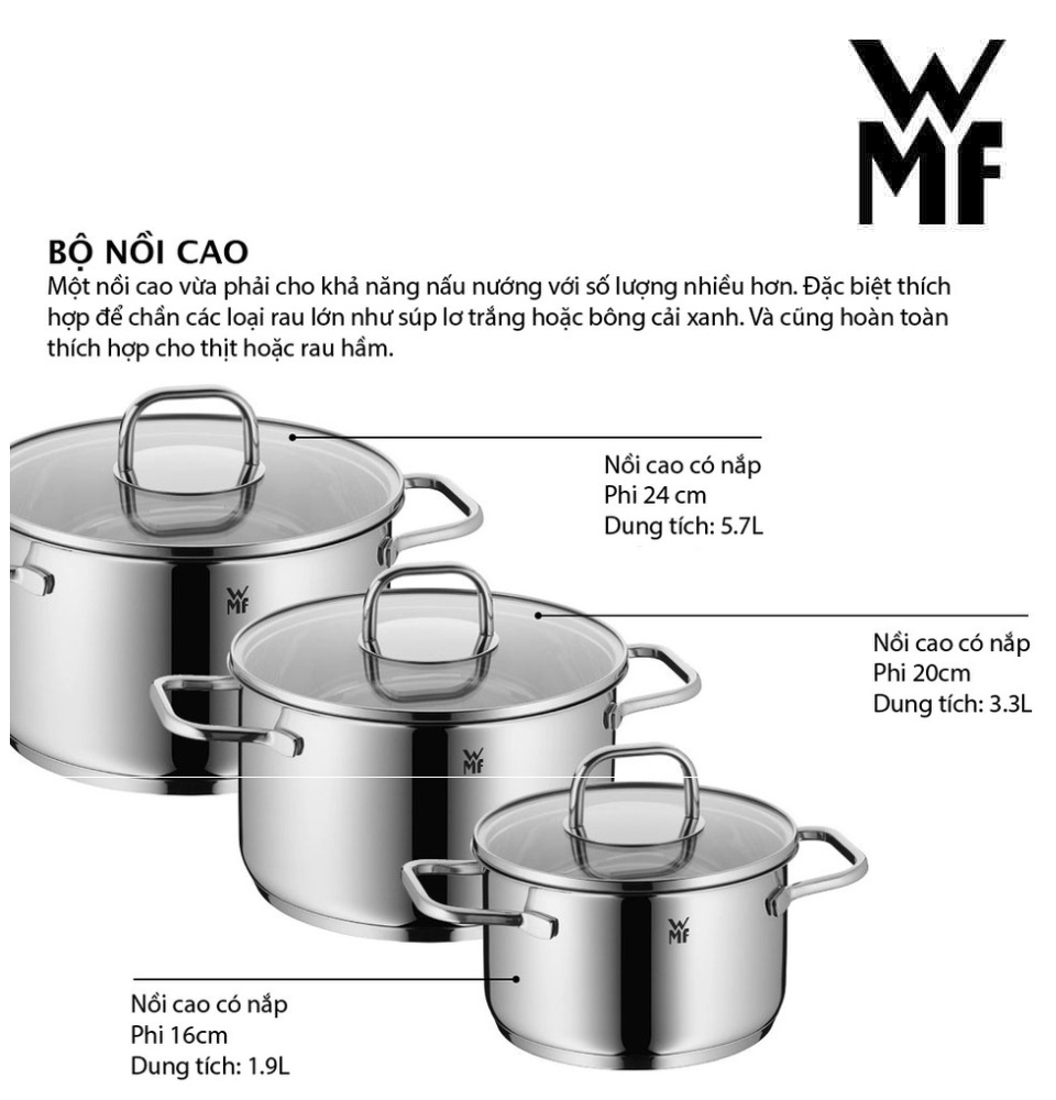 Bộ nồi WMF Inspiration 7 món Inox 18/10 cao cấp hàng Đức