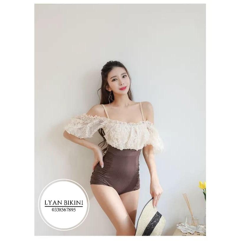 Bikini đi biển, bikini liền thân ren tiểu thư kín đáo LYAN BIKINI B07