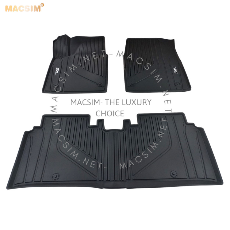 Thảm lót sàn xe ô tô cao cấp KIA EV6 nhãn hiệu Macsim 3W - chất liệu nhựa TPE đúc khuôn cao cấp - màu đen