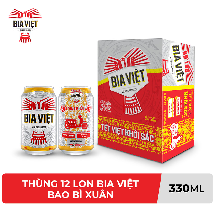 Thùng 12 lon Bia Việt 330ml
