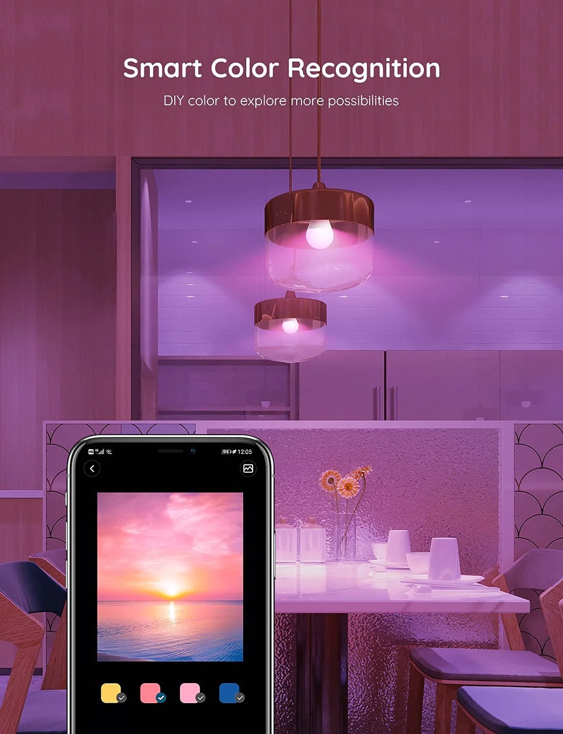 Bóng led đổi màu Govee Wi-Fi LED H6003 | Điều khiển thông minh qua App, 16 triệu màu và 10 hiệu ứng, Nhấp nháy theo nhạc
