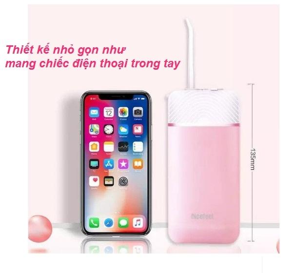 Máy tăm nước  Nicefeel mini. Tặng kèm túi du lịch cao cấp màu hồng.