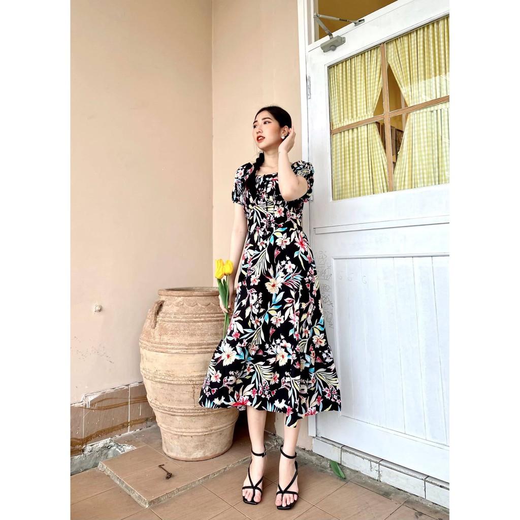 Đầm Hoa Lá Đen Th04