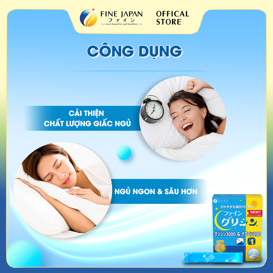 Bột hỗ trợ ngủ ngon và sâu giấc Glycine & Theanine Fine Japan 30 gói