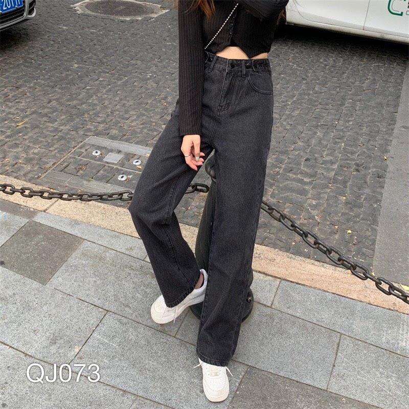 QUẦN JEAN BAGGY NỮ ỐNG RỘNG ĐEN XÁM - QJ073