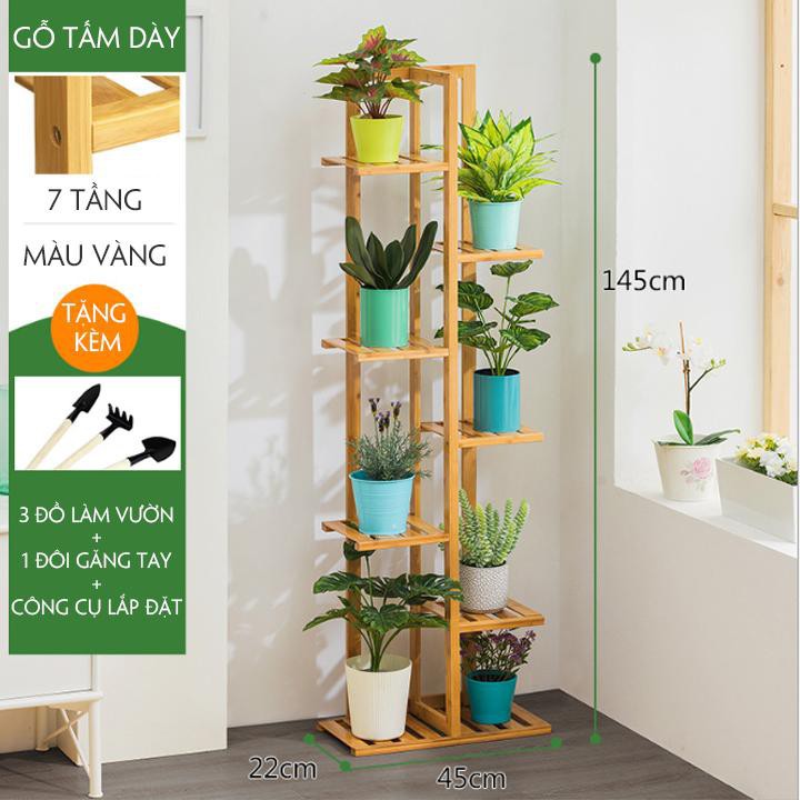 Kệ để chậu hoa trang trí bằng gỗ tre 5CKN-102