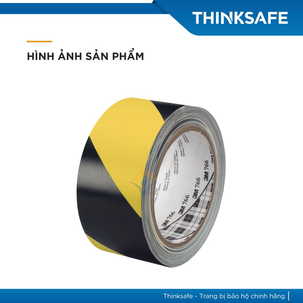 Băng keo cảnh báo dán nền 3M 766 màu vàng sọc đen chuyên dùng dán nền cảnh báo cho nhà xưởng tủ điện