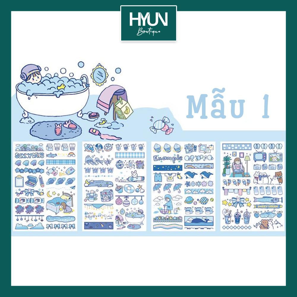 SET 4 tờ Sticker dán  - Trang trí sổ tay Bullet Journal - DIY