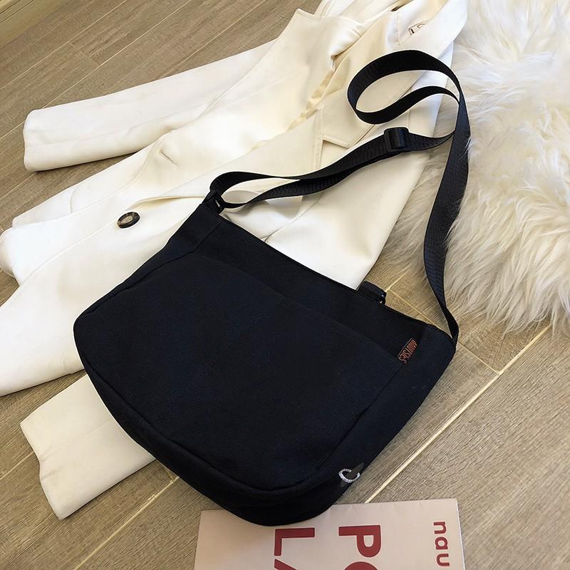 Student Idle Style Simple Crossbody Bag Canvas Bag College Student Shoulder Bag for Class