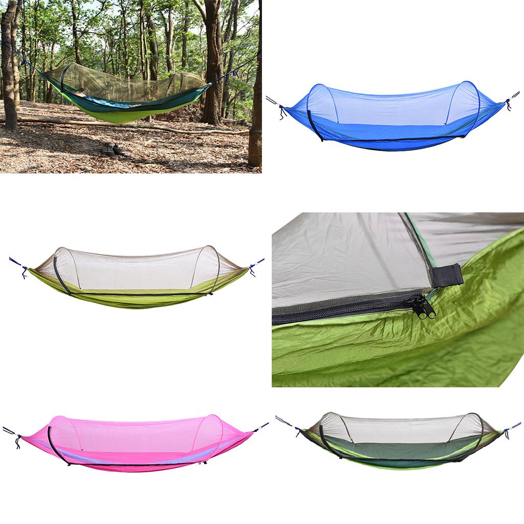 Outdoor Camping Hammock Boat Hanging Bed with Mosquito Net Dark Green