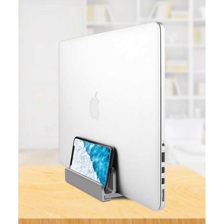 Giá đỡ Laptop Macbook, Máy tính bảng, Ipad Surface bằng nhôm nguyên khối dựng gọn gàng, chắc chắn.