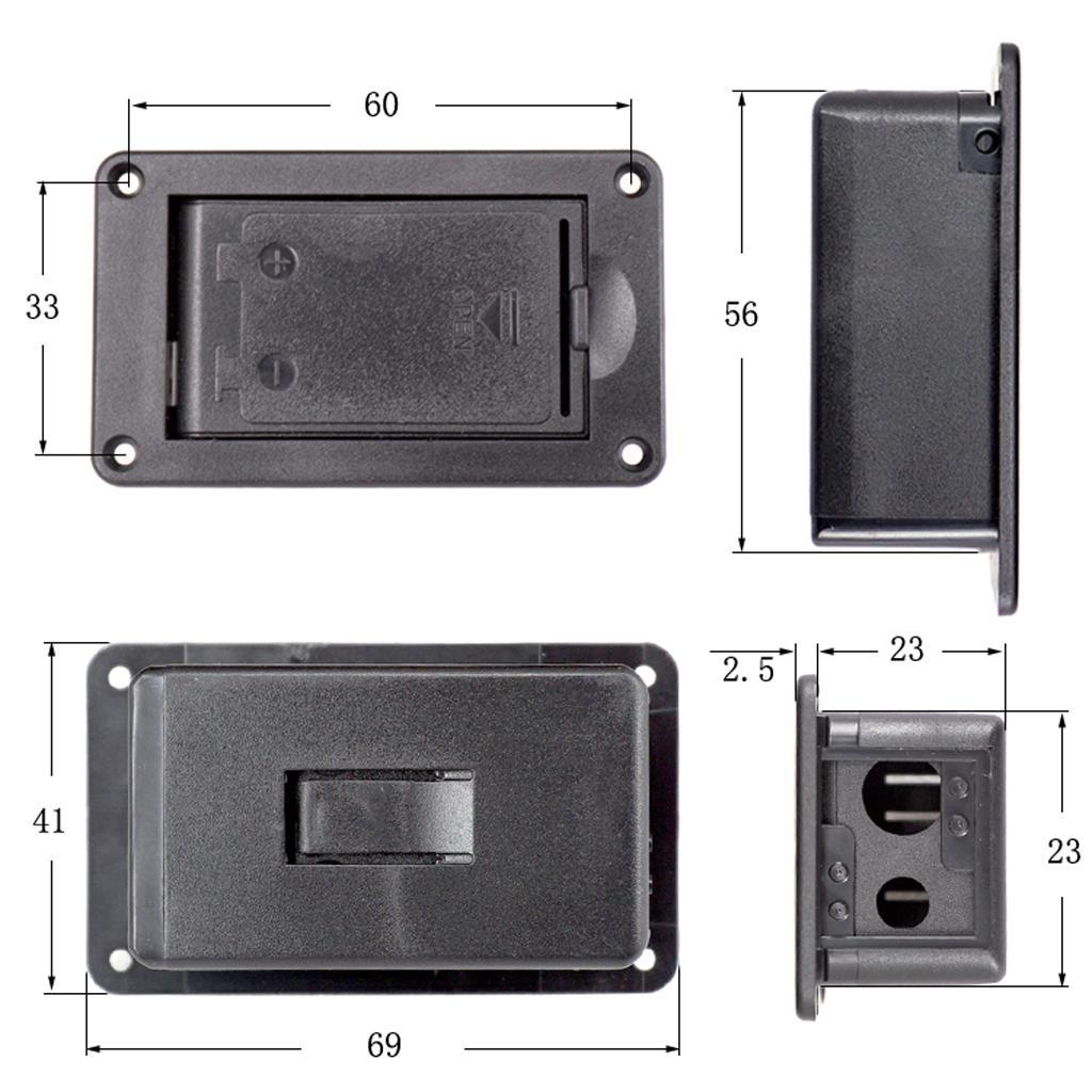 2X  EQ Equalizer Active Pickup Battery Box Case 2 Pin Plug Socket for