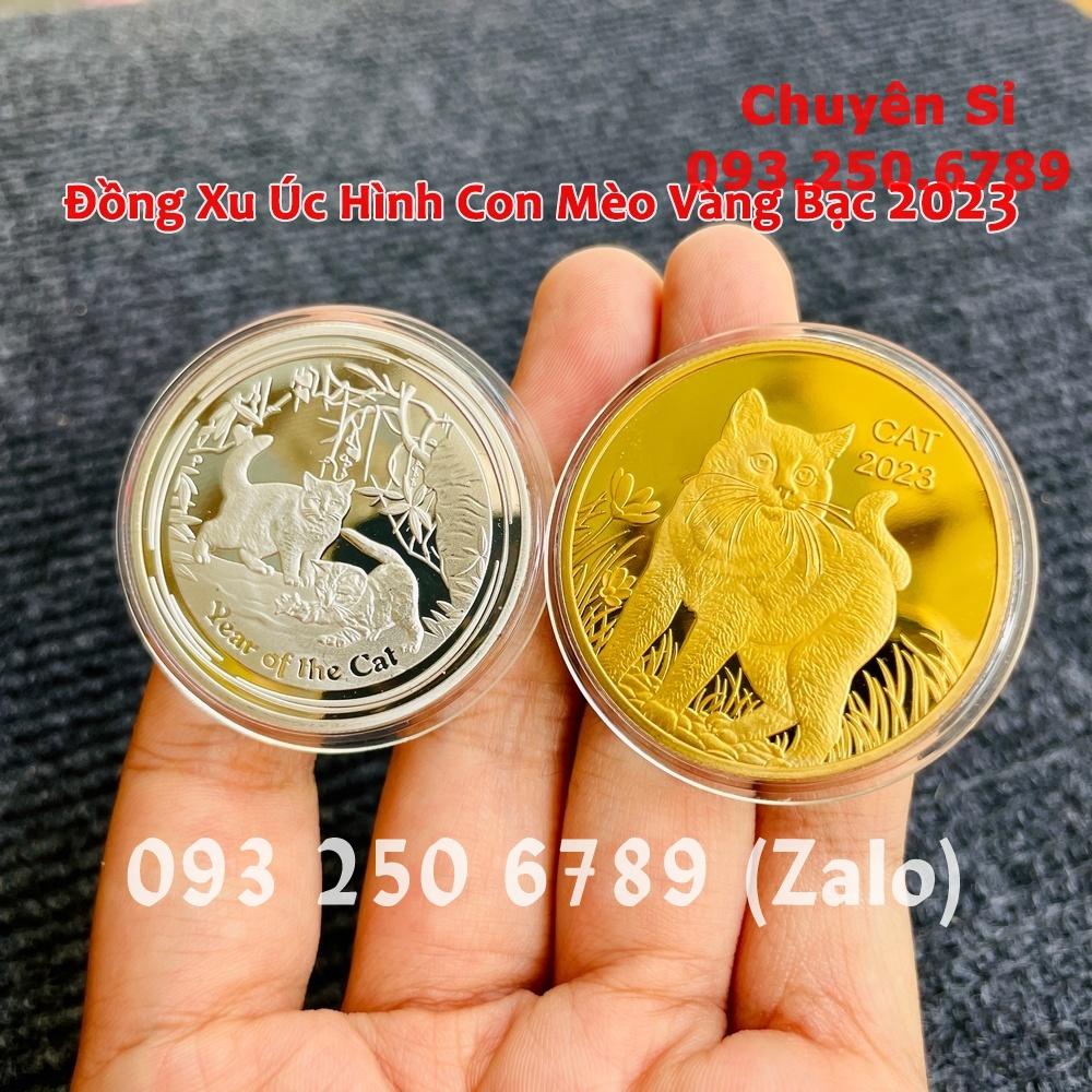 Cặp xu hình con Mèo Úc làm quà tặng Tết 2023 - túi LỘC nhung đỏ tặng kèm, Lì Xì Tết - NELI