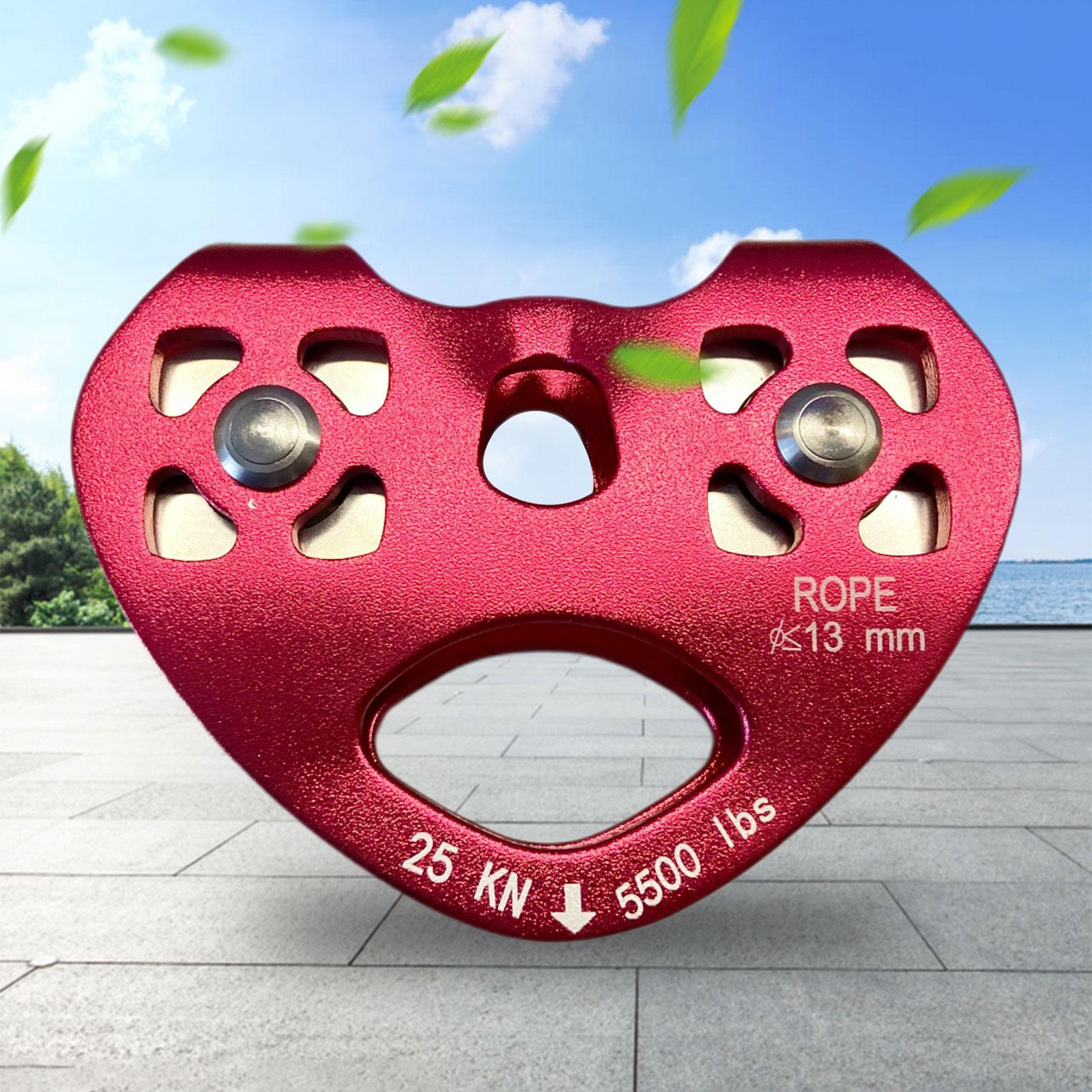 25KN Double Trolley Pulley Aluminum Zip Line Rock Climbing Mountaineering Tandem Pulley with Ball Bearing