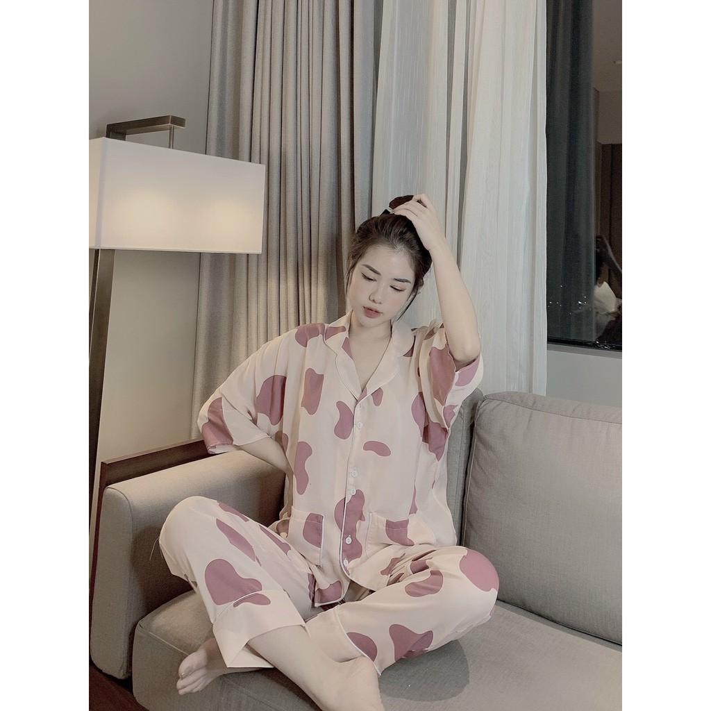 Pijama Lụa Bò Sữa Siêu Thoáng Mát Dịu Nhẹ Thời Trang Hàn Quốc Cực Hot Sang Chảnh