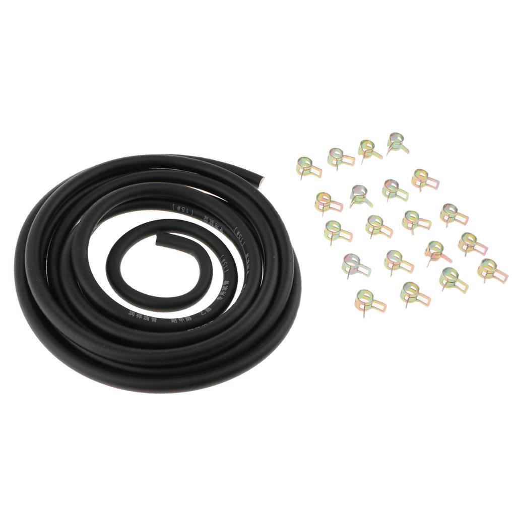 3 meters 1/8" ID Fuel Line + 20pcs 2/5" ID Hose Clamps Fits Small Engine