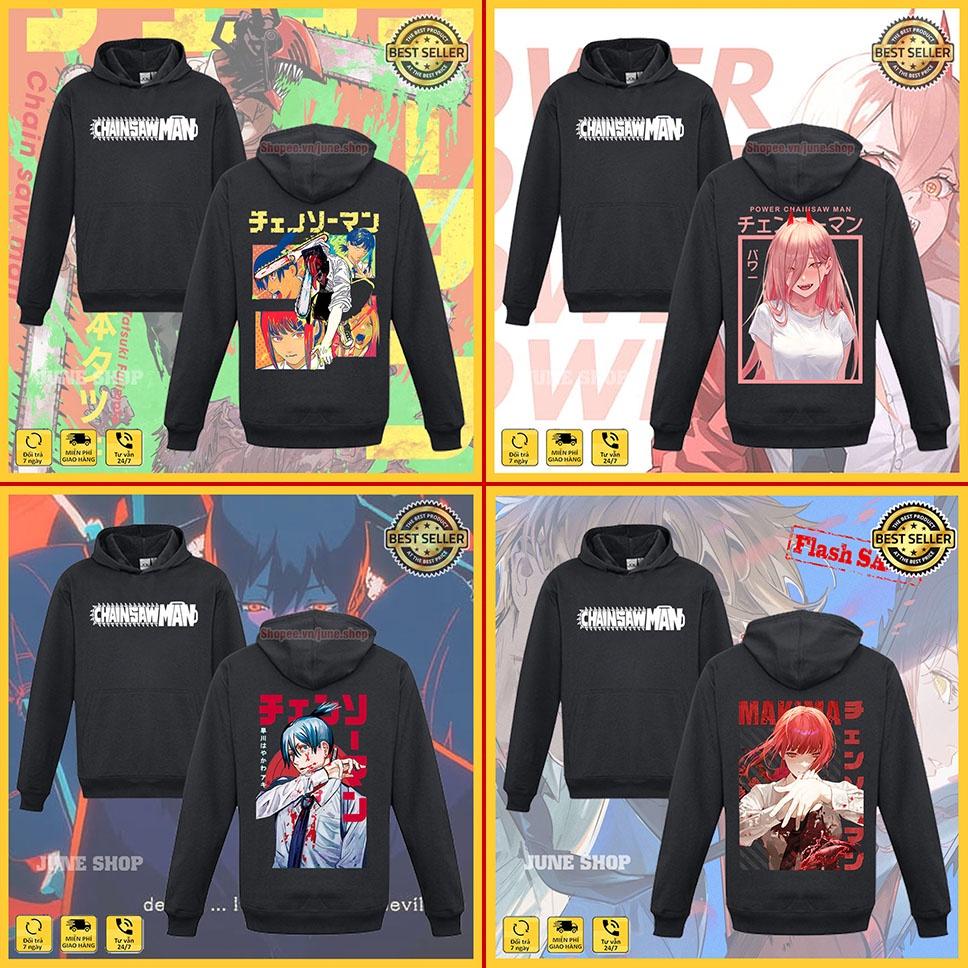 Áo Hoodie Chainsaw Man nỉ bông, in hình Makima, Denji, Power, Pochita, Aki cực chất
