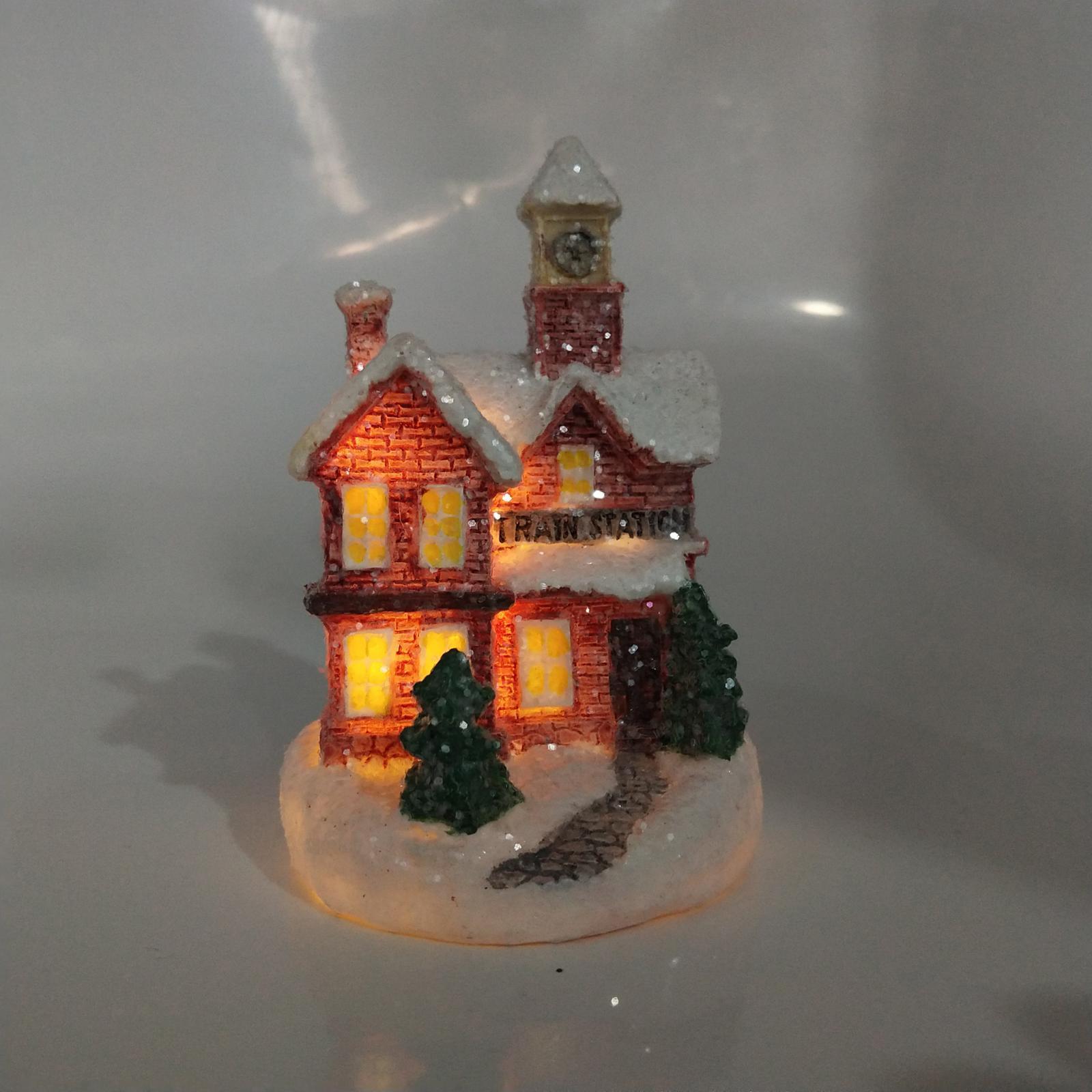Christmas Scene Lighted House Desk Decoration for Office Shop Window Bedroom
