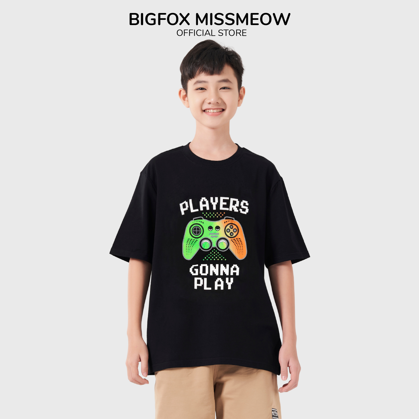 Áo Bé Trai Size Đại Bigfox, Áo Thun Trẻ Em Dáng Rộng In Game Players Chất Cotton Mềm Mịn 12,13,14,15 Tuổi