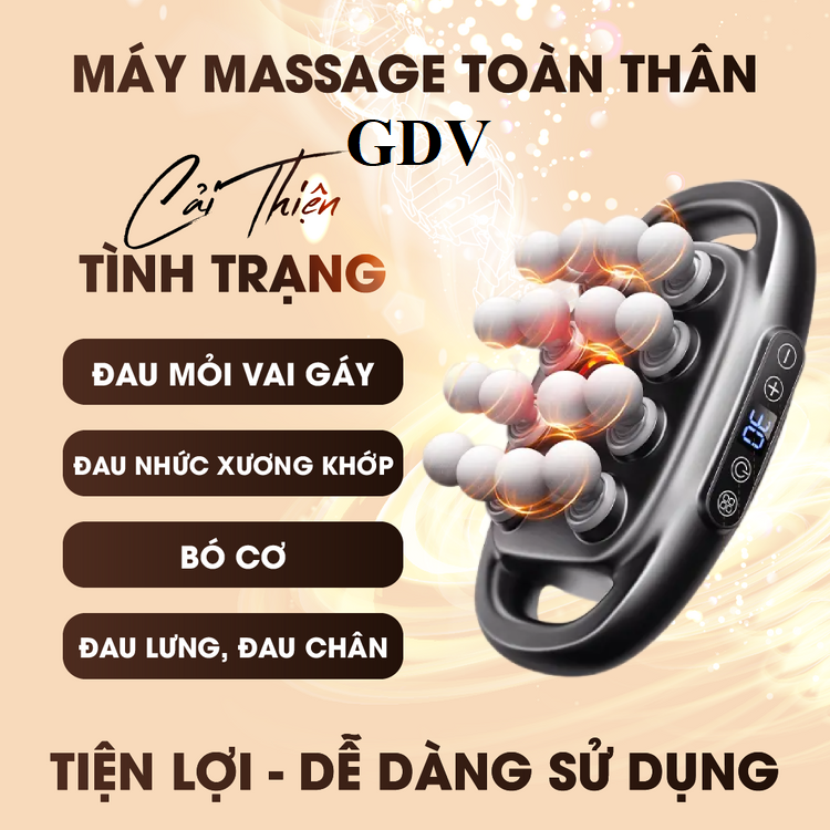 [Tặng củ sạc + cáp sạc] Máy Massage Toàn Thân Cầm Tay 16 Đầu, Máy Mát Xa Đấm Lưng 16 Đầu GDV - Hàng Chính Hãng