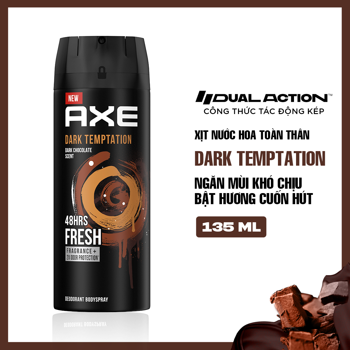 Xịt nước hoa toàn thân dành cho nam AXE Dark Temptation (135ml)