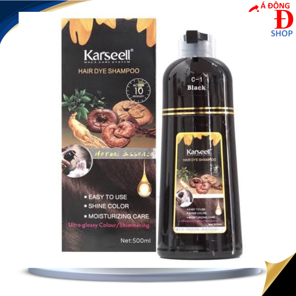 Dầu gội phủ bạc nhuộm tóc đen, nâu thảo dược KARSEELL Hair Dye Shampoo 500ml