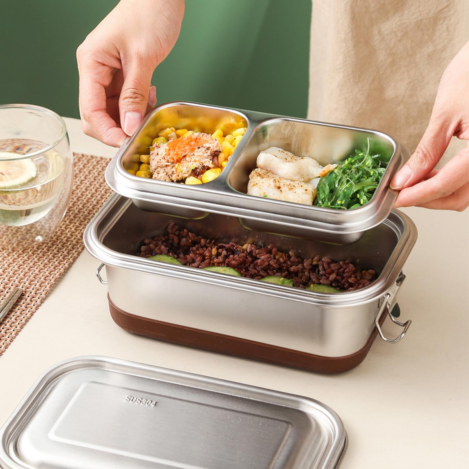 1.2L Stainless Steel Bento Lunch Food Box Container Outdoor Meals Use