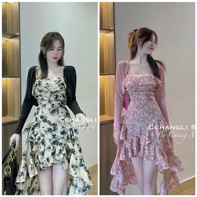 SET ĐI CHƠI, SET VÁY 2S HOA ĐUÔI XÒE PHỐI KHOÁC VÁY CỰC KUTE