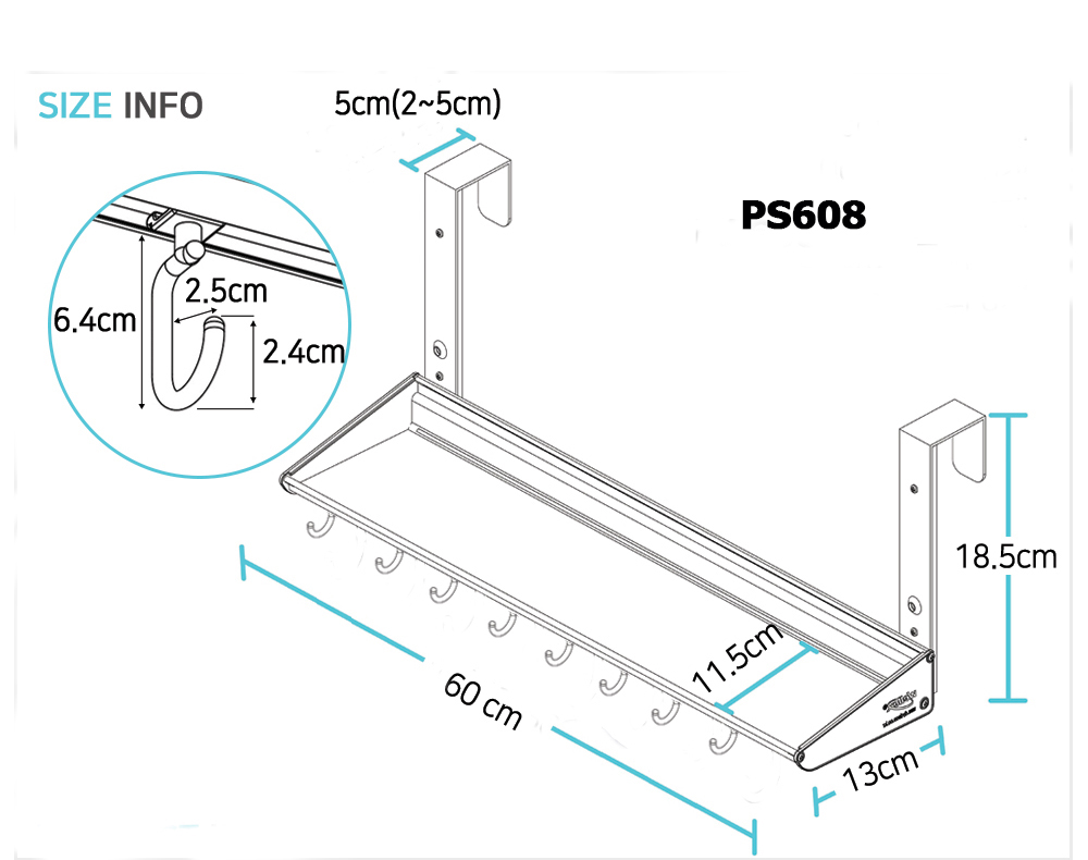 Kệ để đồ treo đồ thông minh trên vách ngăn Wellex PS608